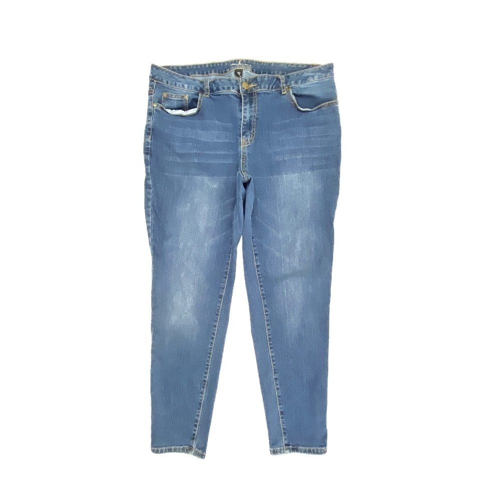 Ashley Stewart Flawless Skinny Women's zie 18 Short Dark Wash Blue Denim jeans